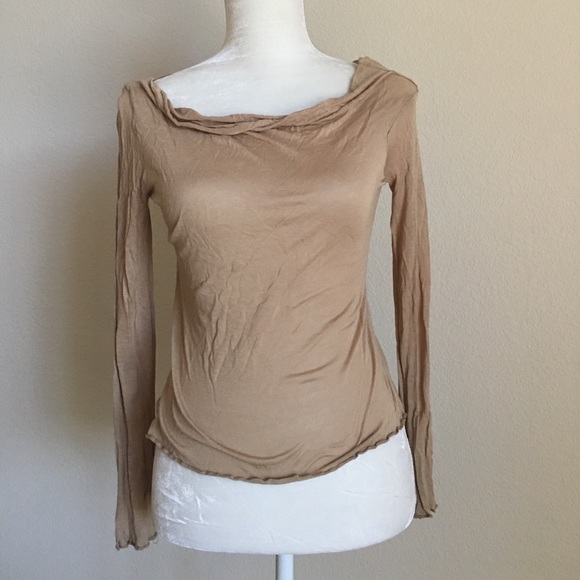 Sheer Long Sleeve Tan Top - Picture 1 of 5
